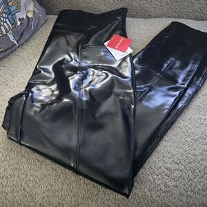SPANX Classic Black Patent Leather Leggings Size 1X NWT